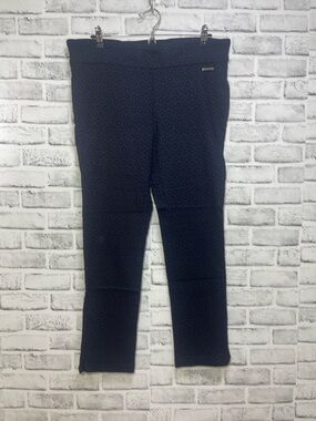 Roz & Ali Blue Black Jacquard Pattern Stretch Pull On Pants 16
